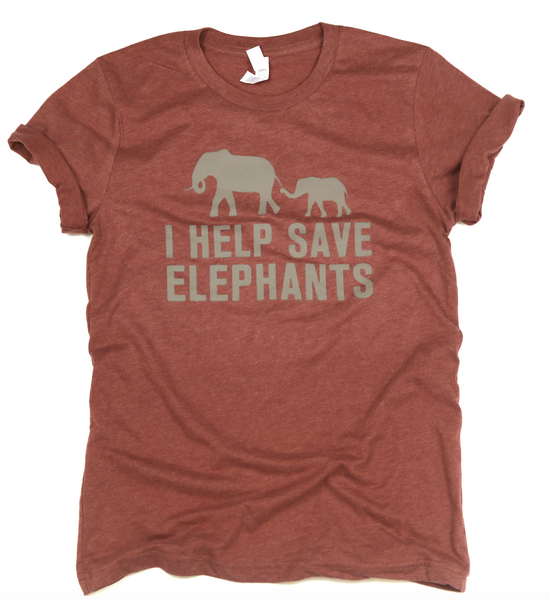 I Help Save Elephants Adult Unisex Tee-Heather Clay
