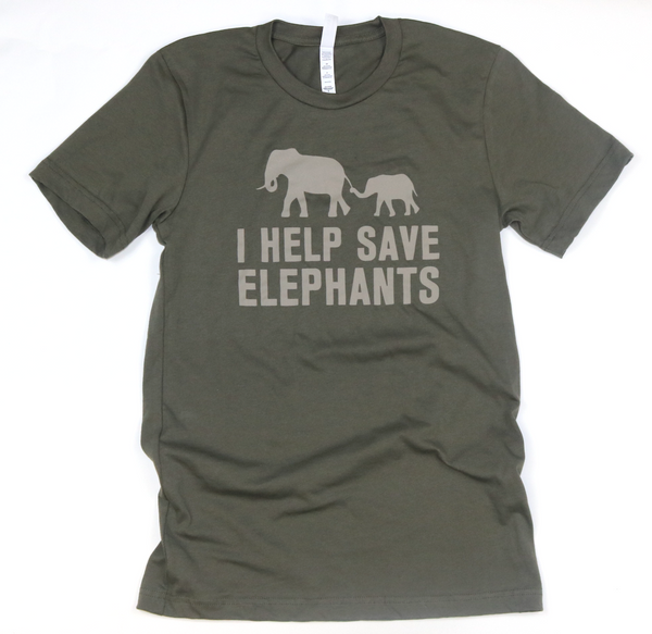 I Help Save Elephants Adult Unisex Tee-Army