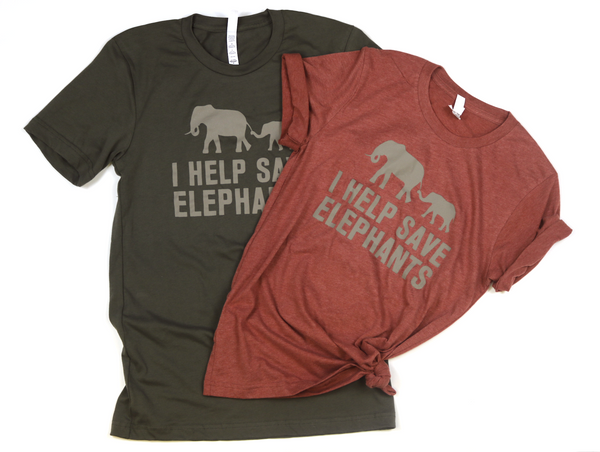 I Help Save Elephants Adult Unisex Tee-Heather Clay