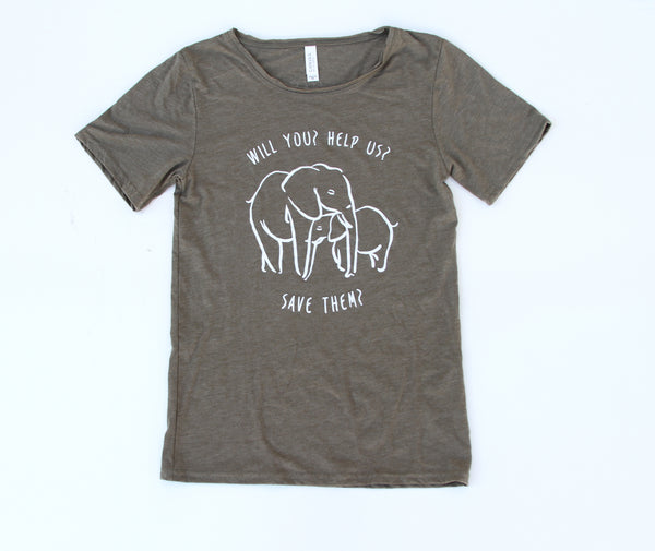 Will You Help Us Save Them Raw Neck Tee