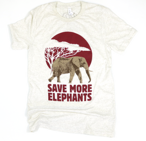 Save More Elephants Oatmeal Adult Unisex Tee