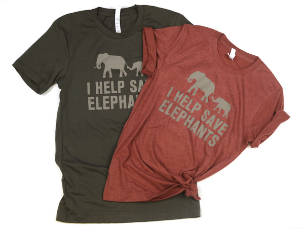 I Help Save Elephants Adult Unisex Tee-Army
